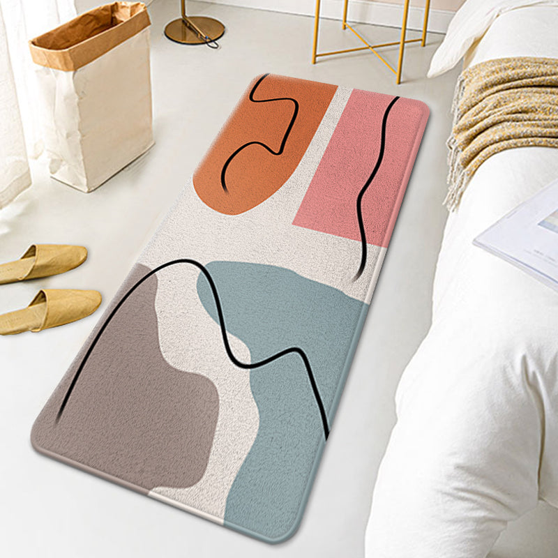 BowLift | Multicolor Colorblock Rug Polyester Contemporary Rug Non-Slip Back Washable Pet-Friendly Rug for the Bedroom