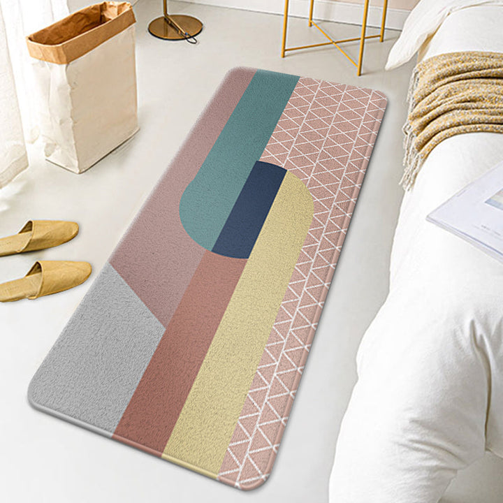 BowLift | Multicolor Colorblock Rug Polyester Contemporary Rug Non-Slip Back Washable Pet-Friendly Rug for the Bedroom