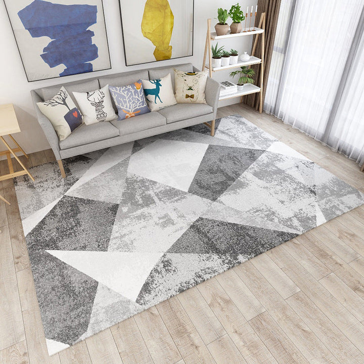 Scandinavian Modern Rug in Gray and Black Abstract Geometric Pattern Rug Polyester Non-Slip Rug for Home Decor | Bowlift