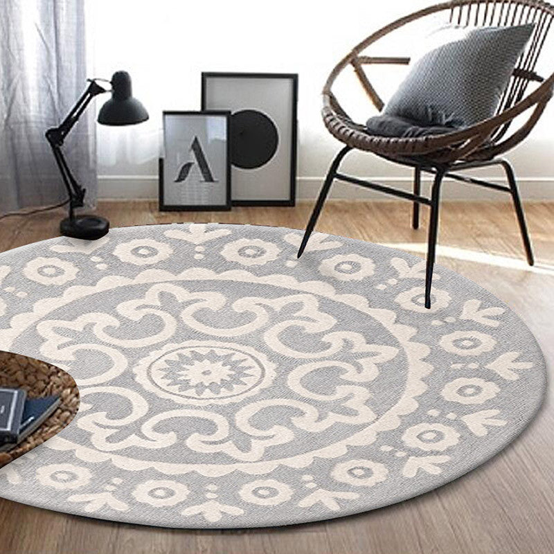 Unique floral pattern rug gray Bohemian rug polyester pet-friendly non-slip backing washable rug for the living room | Bowlift