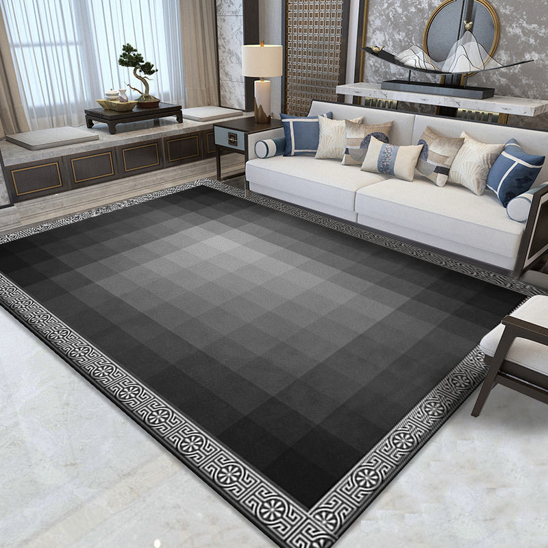 Modernist Ombre Pattern Rug Black Polyester Rug Non-Slip Pet-Friendly Washable Rug for Bedroom | Bowlift