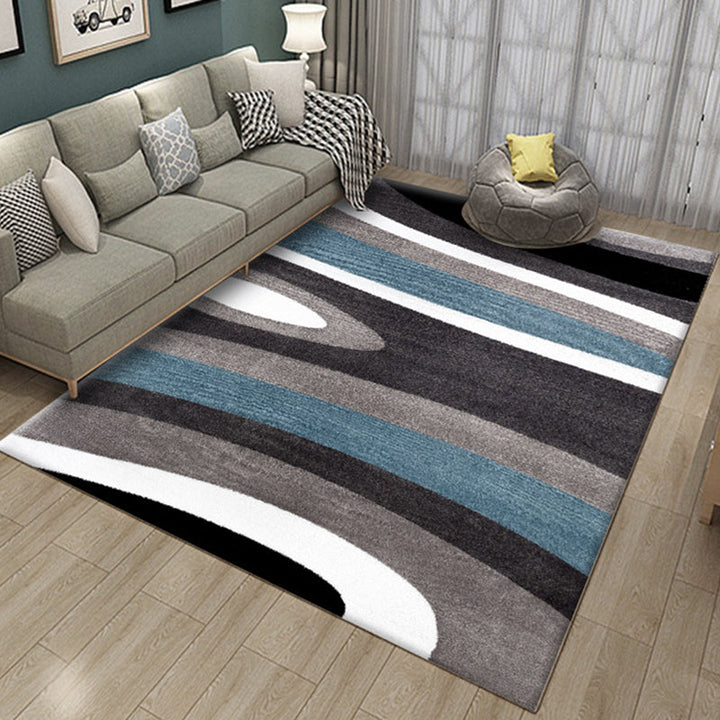 BowLift | Novelty Stripe Curve Pattern Rug in Black and Gray Polyester Rug Washable Rug for the Living Room