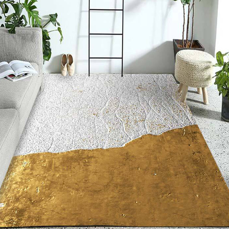 BowLift | Novelty Home Decoration Rug in Gold Color Block Print Area Rug Polyester Washable Rug