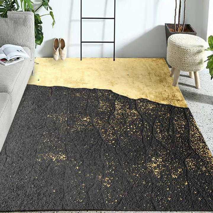 BowLift | Novelty Home Decoration Rug in Gold Color Block Print Area Rug Polyester Washable Rug