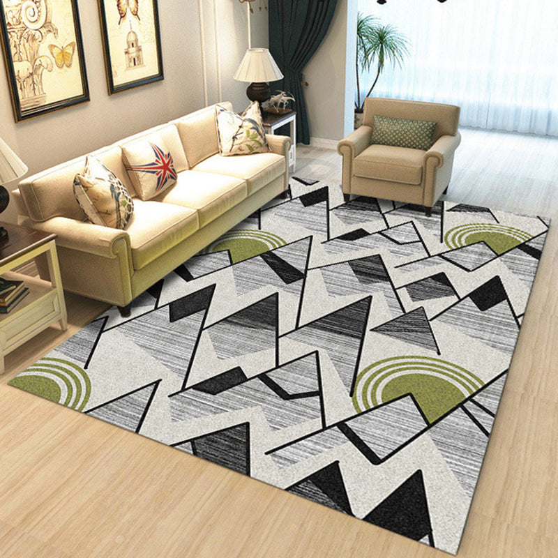 BowLift | Nordic New Arrivals Rug in Ivory Geometry Triangle Print Rug Polyester Washable Rug for Living Room