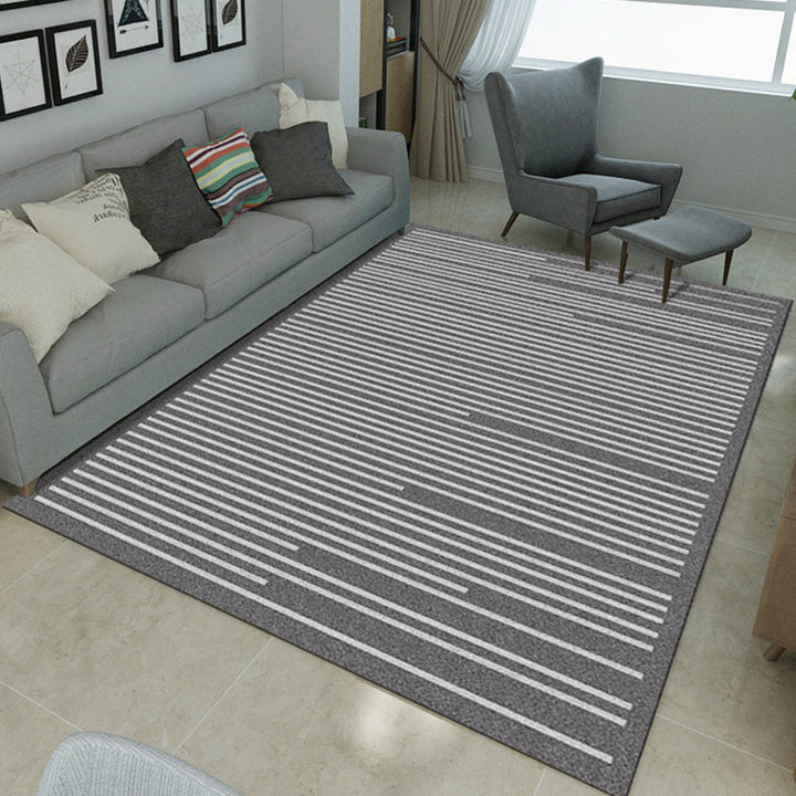 BowLift | Simple Novelty Carpet in Grey Stripes Print Area Rug Polyester Washable Carpet for Living Room