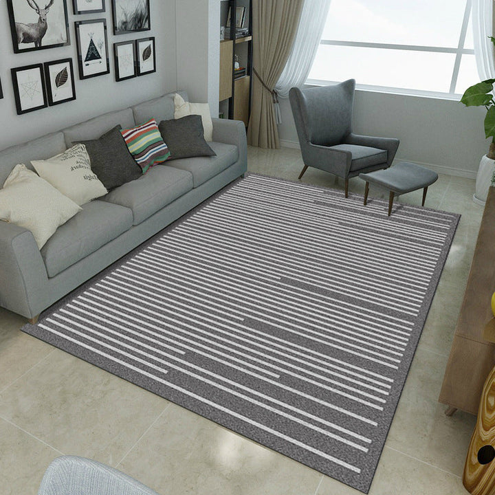 BowLift | Simple Novelty Carpet in Grey Stripes Print Area Rug Polyester Washable Carpet for Living Room