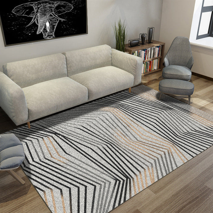 BowLift | Simple Novelty Carpet in Grey Stripes Print Area Rug Polyester Washable Carpet for Living Room