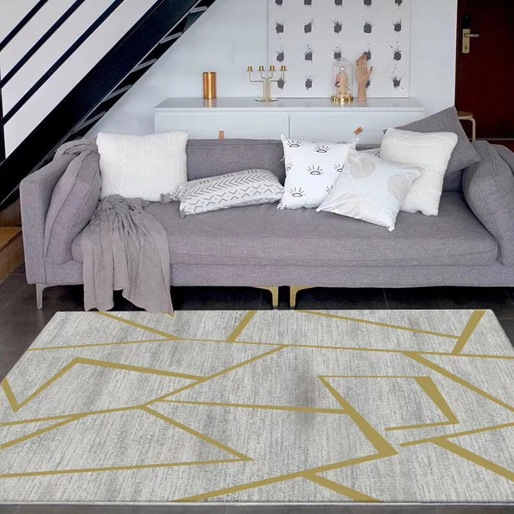 BowLift | Novelty Bedroom Rug in Gray Geometry Irregular Lines Print Rug Polyester Washable Area Rug