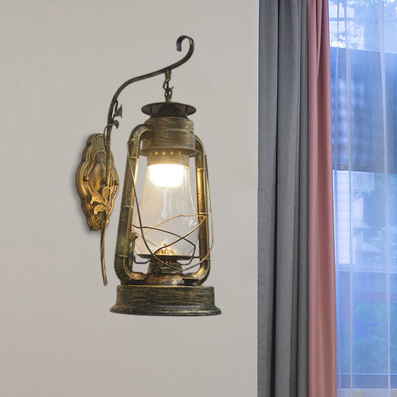 BowLift | 1 Bulb Kerosene Wall Mounted Light Fixture Coastal Style Black/Bronze/Copper Clear Glass Lighting