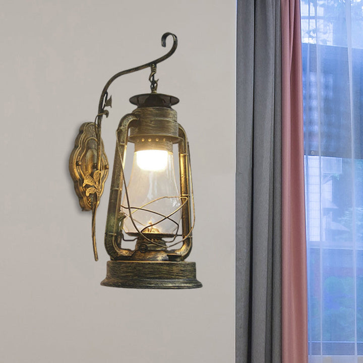 BowLift | 1 Bulb Kerosene Wall Mounted Light Fixture Coastal Style Black/Bronze/Copper Clear Glass Lighting
