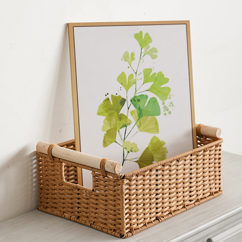 Decorative Woven Storage Basket with Handles Bowlift