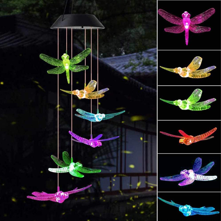 LED Solar Butterfly Wind Chime Garden Hanging Light Bowlift