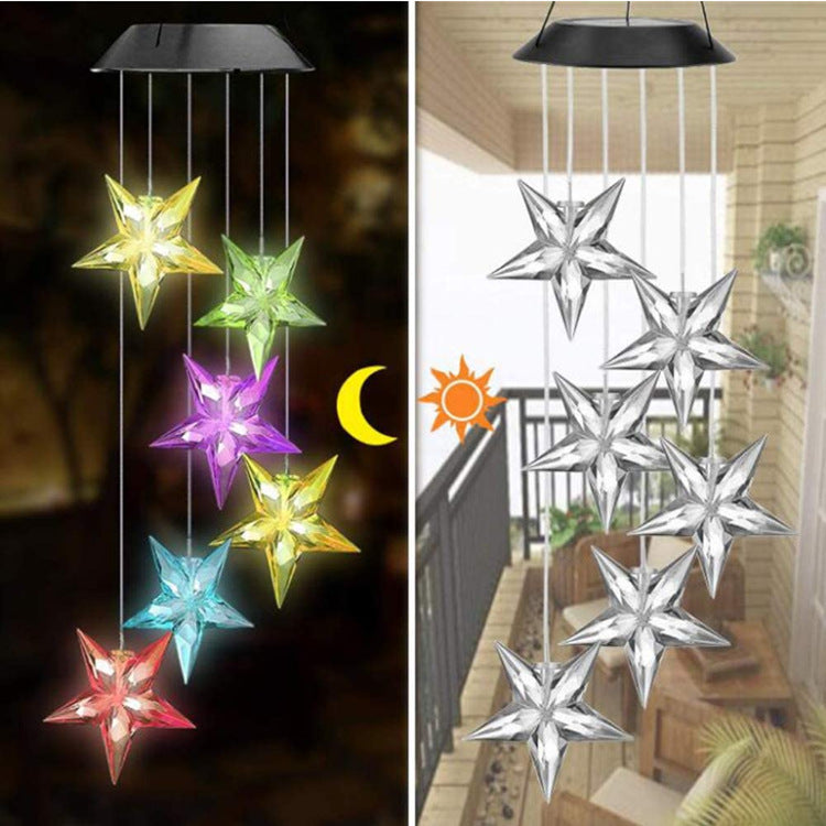 LED Solar Butterfly Wind Chime Garden Hanging Light Bowlift
