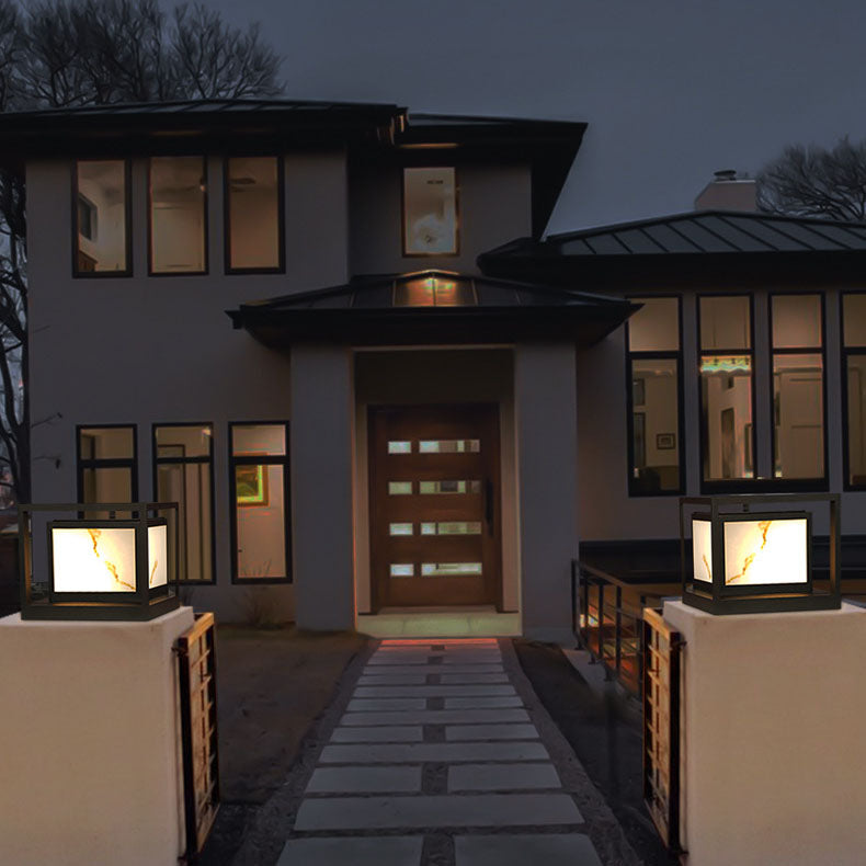 Modern Solar Square Chinese Outdoor Column Head Light LED Lawn Landscape Light | Bowlift