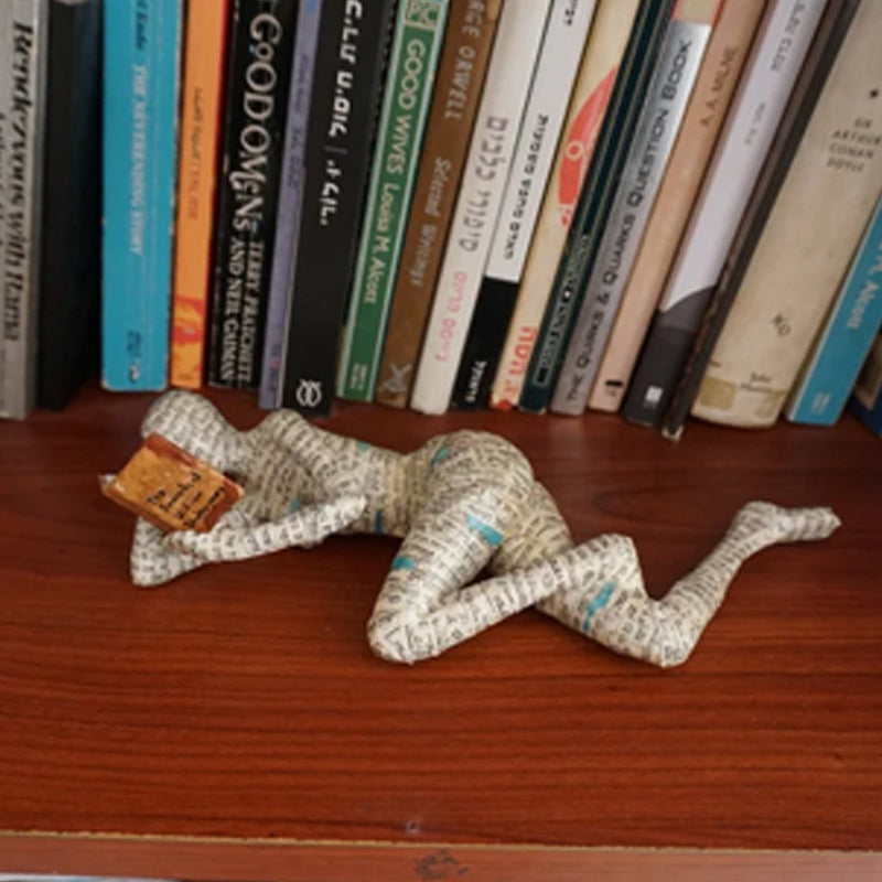 Resin Modern Reading Woman Statue Ornament in The Shape of a Scholar | Bowlift
