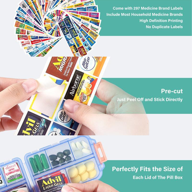 BowLift | Travel Pill Organizer Box (161 Labels for Customization)