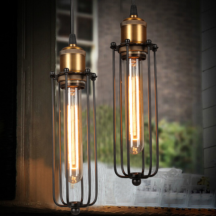 BowLift | Industrial Pendant Light in Retro Design – Vintage Hanging Lamp with Metal Grid