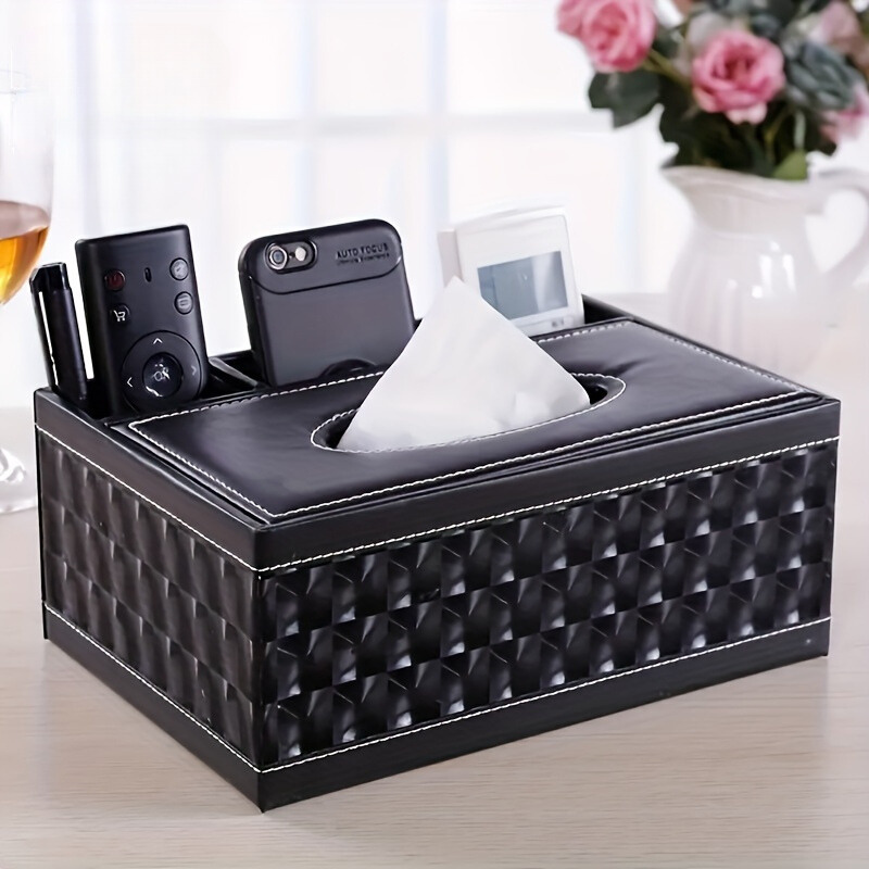 Chic Organizer - Luxury Faux Leather Storage Box with 4 Compartments Bowlift