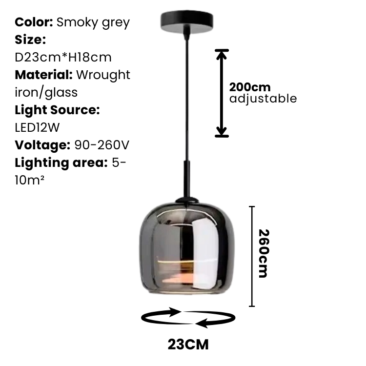 BowLift | Nordic Black Glass Pendant Light Fixture - Modern Hanging Lamp for Kitchen Island & Dining Room