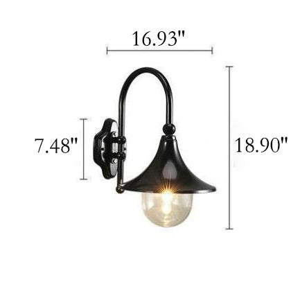 Retro Minimalist Trumpet Waterproof 1-Light Wall Sconce Lamp | Bowlift