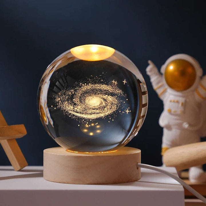 BowLift | 3D Crystal Ball Night Light With Wood Base