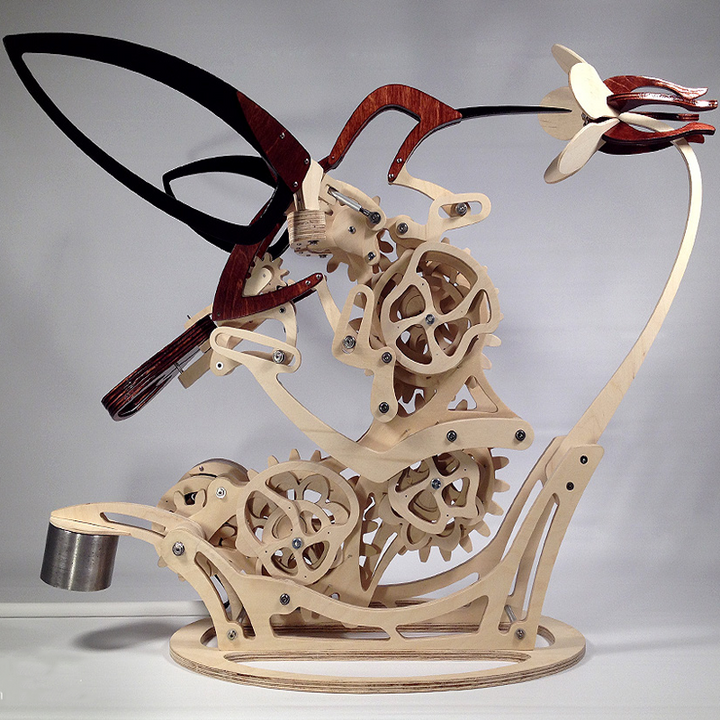 Wood artificial hummingbird sculpture Bowlift