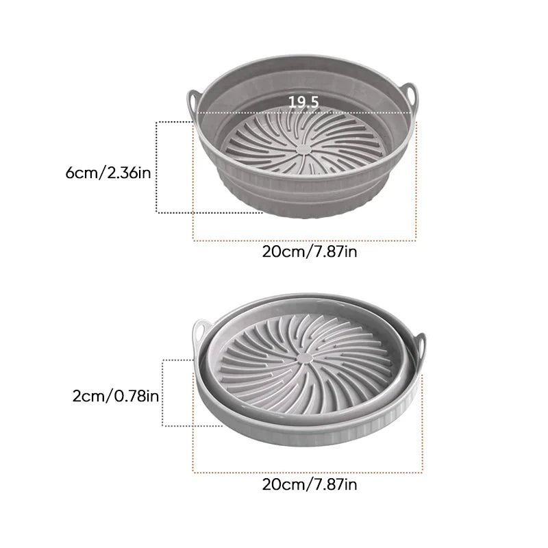 Air Fryer Silicone Grill Pan Reusable Baking Tray | Bowlift