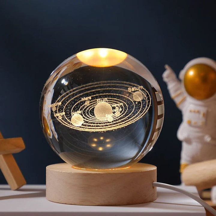 BowLift | 3D Crystal Ball Night Light With Wood Base