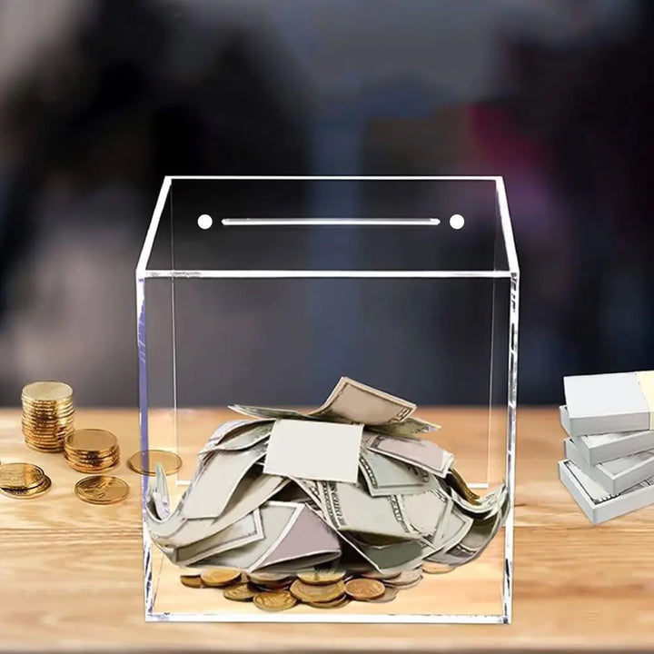 Unopenable transparent acrylic piggy bank | Bowlift