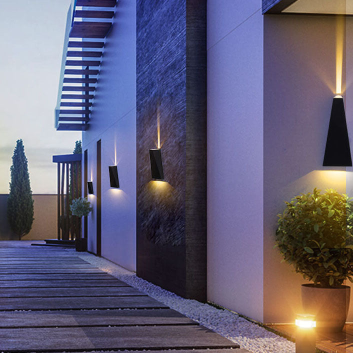 Simple Trapezoidal Outdoor Waterproof LED 2-Light Wall Sconce Lamp | Bowlift
