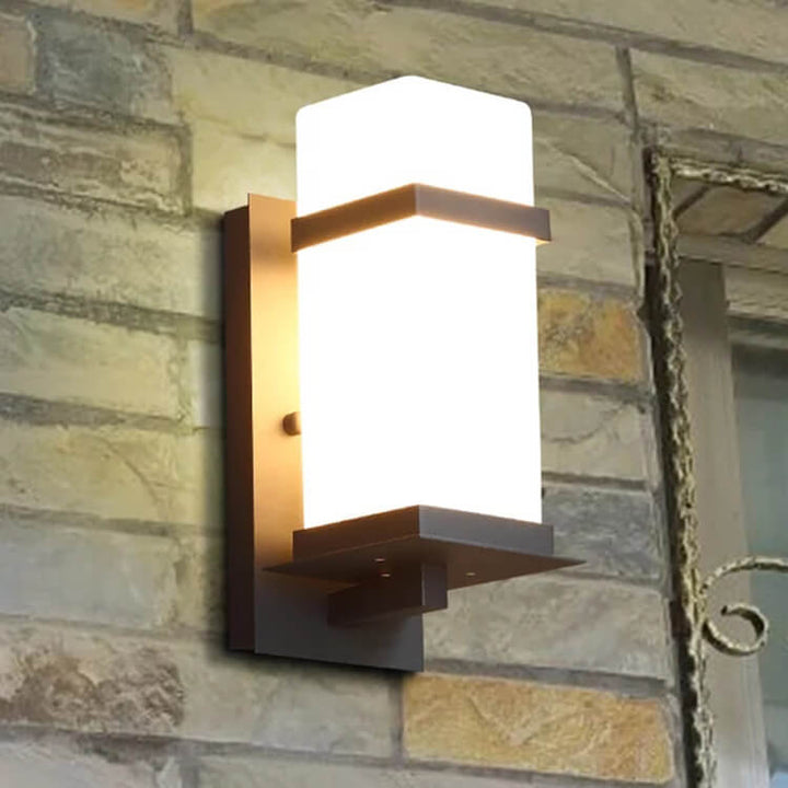 Modern Chinese Square Outdoor Waterproof 1-Light Wall Sconce Lamp | Bowlift