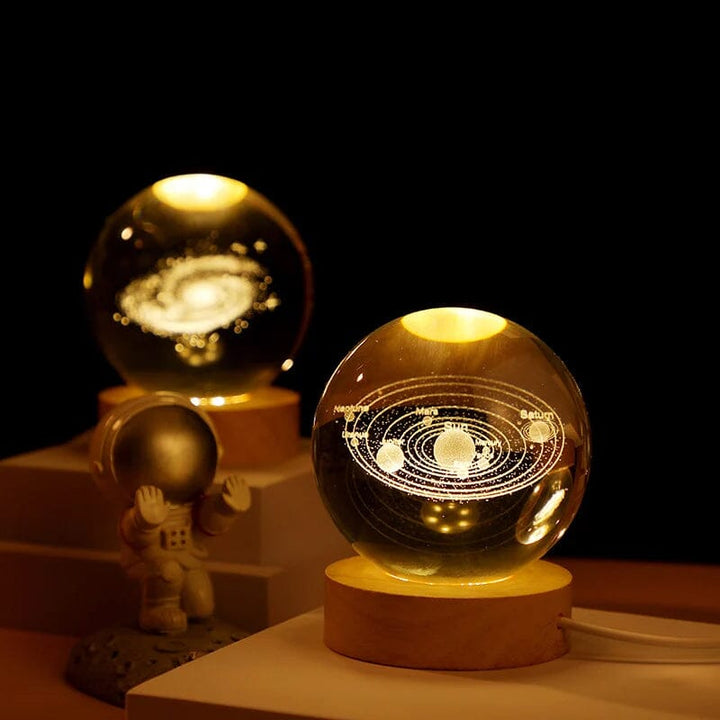 BowLift | 3D Crystal Ball Night Light With Wood Base
