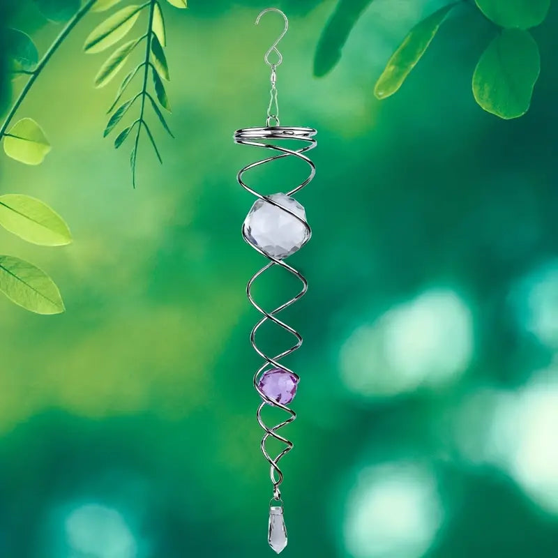 Wind Chimes Decor Crystal Gazing Ball Spiral Tail Wind Spinner Stabilizer | Bowlift