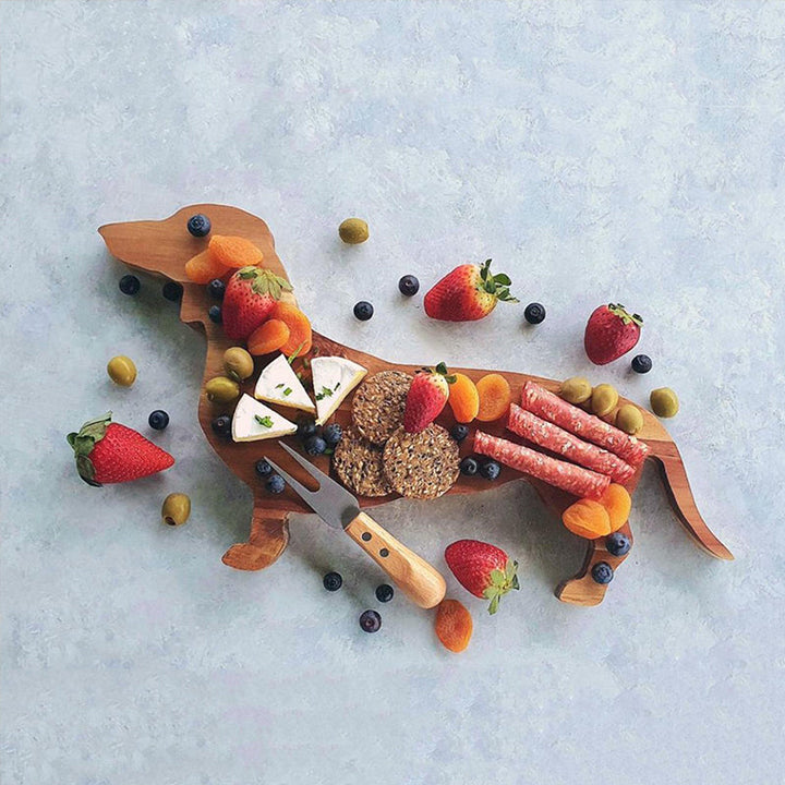 Wooden Dachshund Dog Dinner Plate | Bowlift