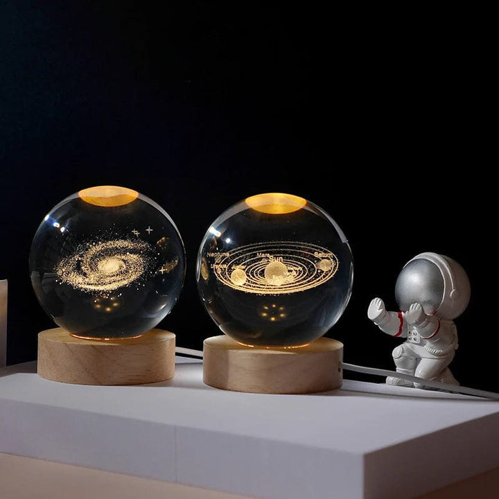 BowLift | 3D Crystal Ball Night Light With Wood Base