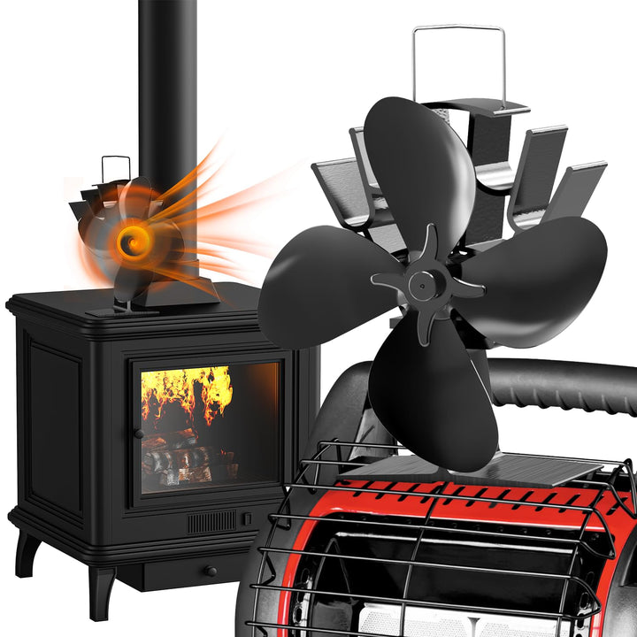 4 Blade Stove and Log Burner Fan for Wood/Fireplace | Bowlift
