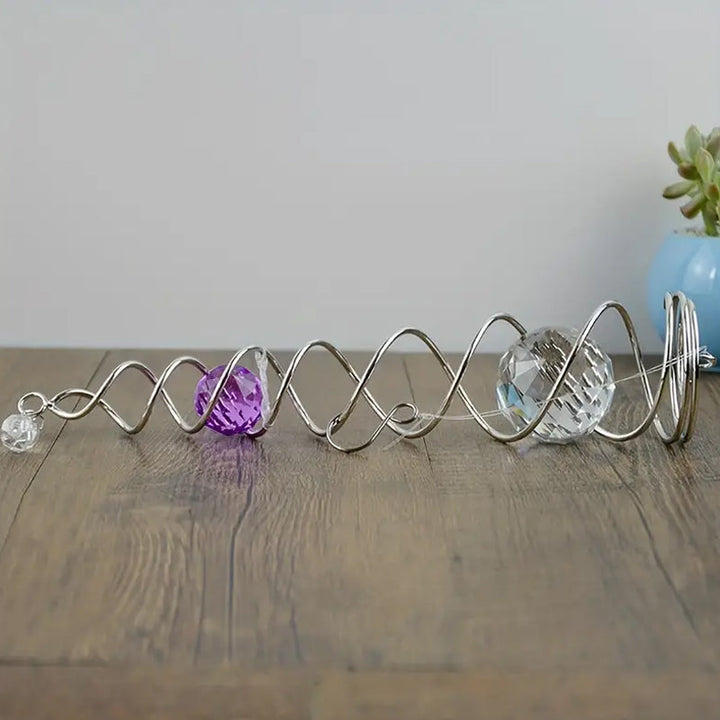 Wind Chimes Decor Crystal Gazing Ball Spiral Tail Wind Spinner Stabilizer | Bowlift