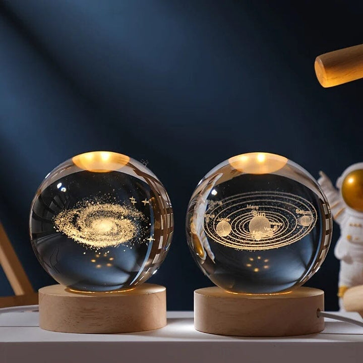 BowLift | 3D Crystal Ball Night Light With Wood Base