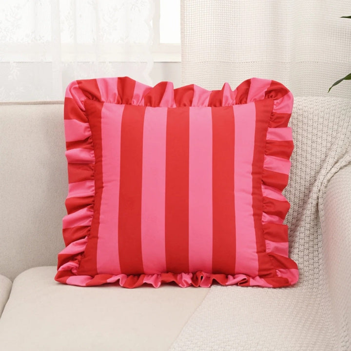 BowLift | Retro Striped Ruffle Cushion Cover