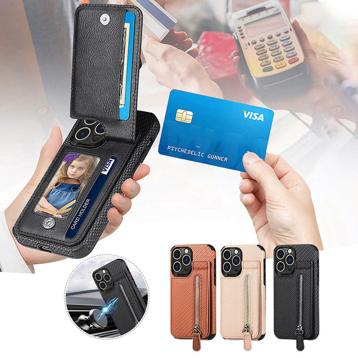 Magnetic zipper wallet case with credit card holder | Bowlift
