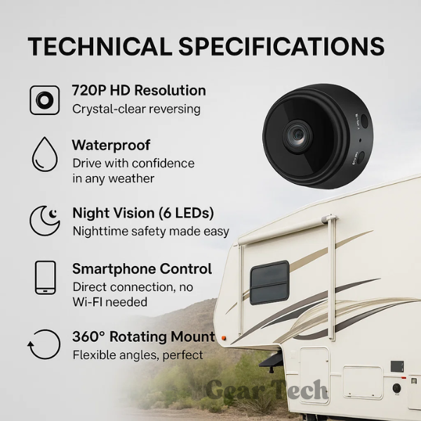 HD Wireless Backup Camera for RVs Trucks and Trailers with Night Vision
