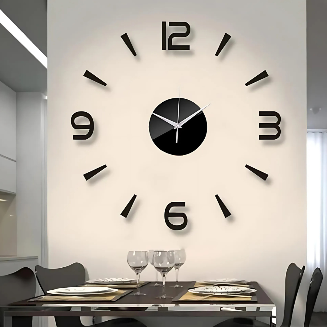 BowLift | Chrona | Large Wall Clock Black Modern 60 cm Minimalistic