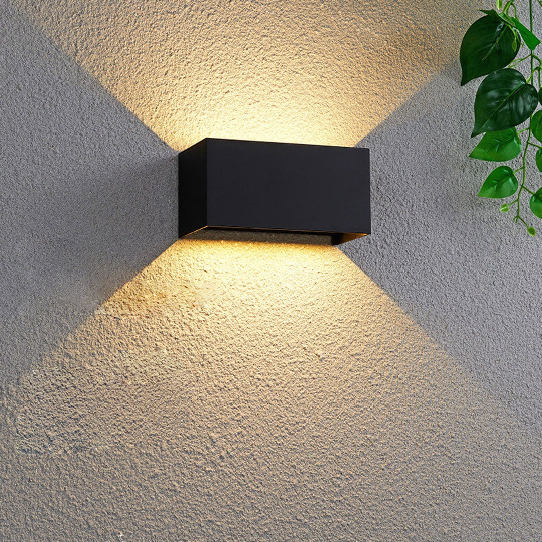 Modern Outdoor Waterproof Rectangular LED Up and Down Illuminated Outdoor Wall Sconce Lamp | Bowlift