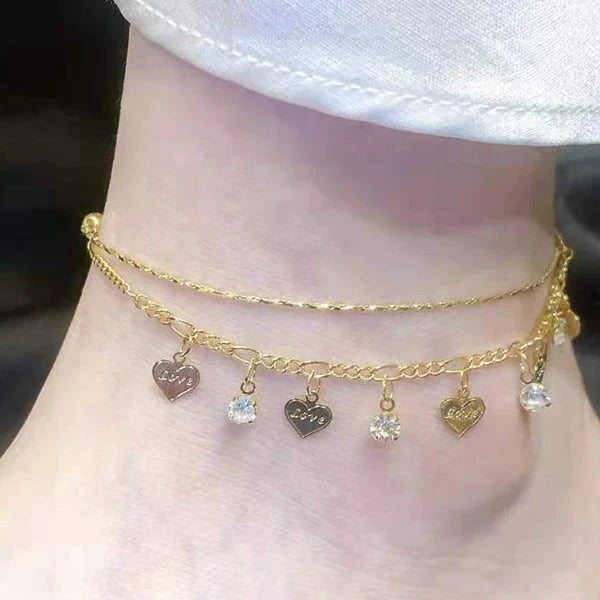 BowLift | Crystal Encrusted Anklet with Diamond Fringes