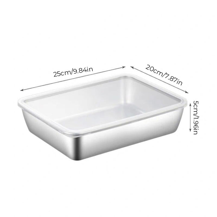 304 Stainless Steel Square Plate with Lid Food Storage Container for Kitchen | Bowlift