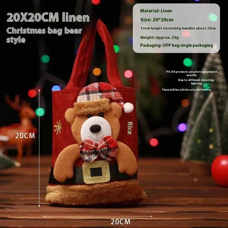 BowLift | Christmas Candy Gift Tote Bag For Kids Funny Creative Santa Claus Elk Snowman Bear Handbag Small Christmas Tree Decoration Bags
