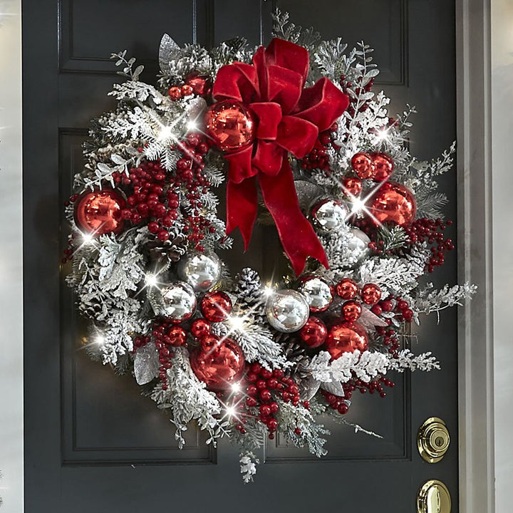 BowLift | Cordless Prelit Holiday Trim | LED Lights, Auto-Timer & Premium Red/White Decor