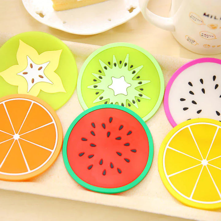 6 pcs Colorful Silicon Fruit Coaster Tea Cup Mat Bowlift