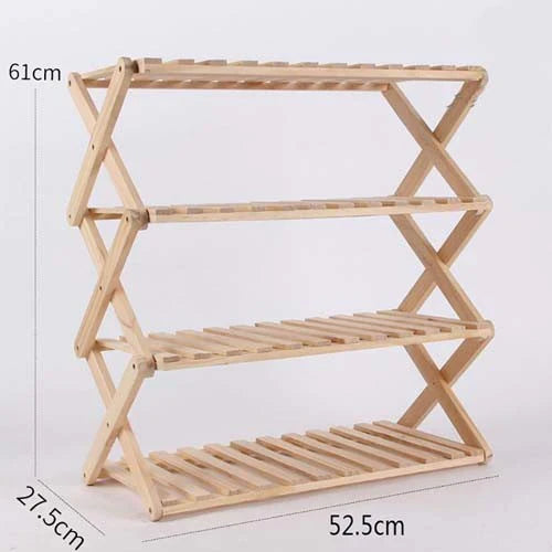 Wooden 4 Layer Shoe Rack Folding Bowlift